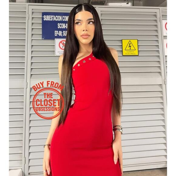 ZARA Red Fitted Asymmetrical Cutout Midi Dress NWT ❤️ - Picture 10 of 16
